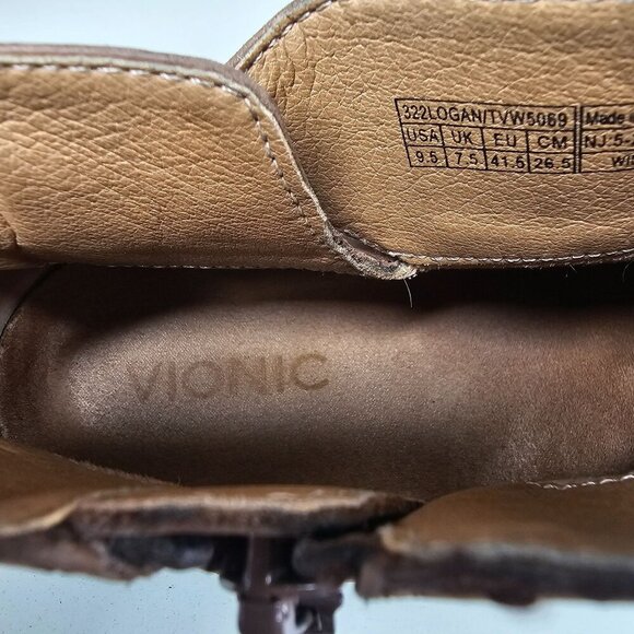 Vionic Country Logan Wide Fit Ankle Boots Side Zip Brown Leather Women's 9.5 - Picture 5 of 14
